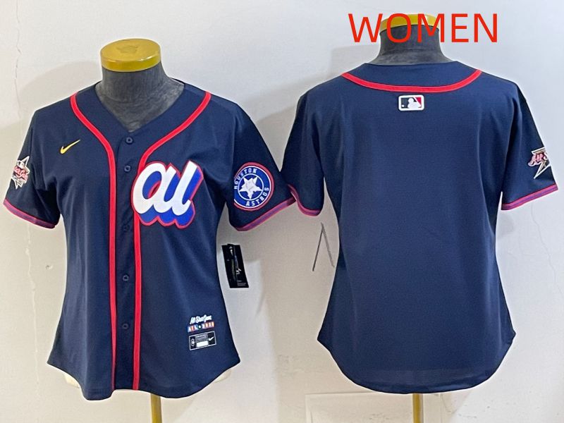 Women 2025 Houston Astros Blank Drak Blue All star Nike MLB Jersey style 01->women mlb jersey->Women Jersey